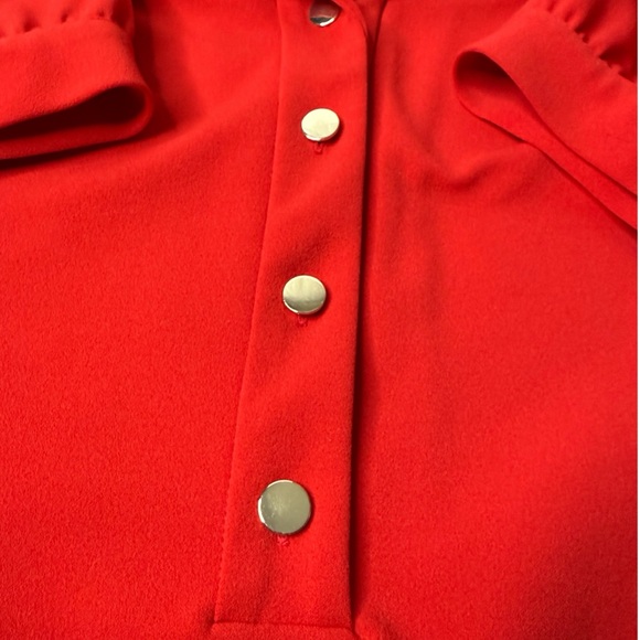LONDON TIMES Red Collared Dress Gold Button Pullover Size 14 - Picture 6 of 8